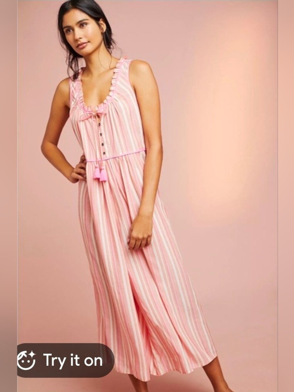 Anthropologie Visayas Stiped Casual Jumpsuit Size M